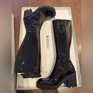 BRAND NEW Burberry Women's Glossy Black Heeled Boots- with box and tag